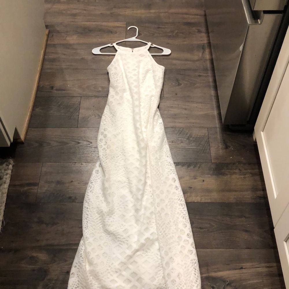 Long white lace dress